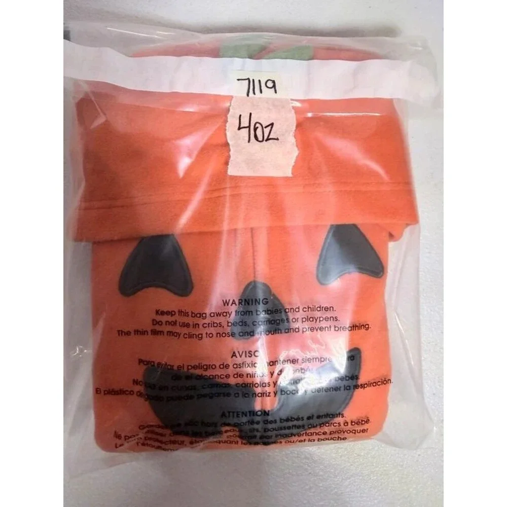 Carter’s Orange Black Hooded Micro fleece Zip Pumpkin Outfit Unisex Baby 6M 7119